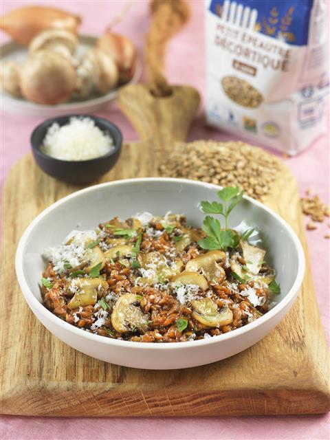 Risotto de petit épeautre aux champignons